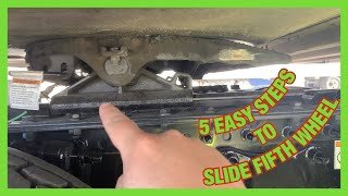 How To: 5 Simple Easy Steps To Slide The Fifth Wheel On A Semi Tractor Trailer