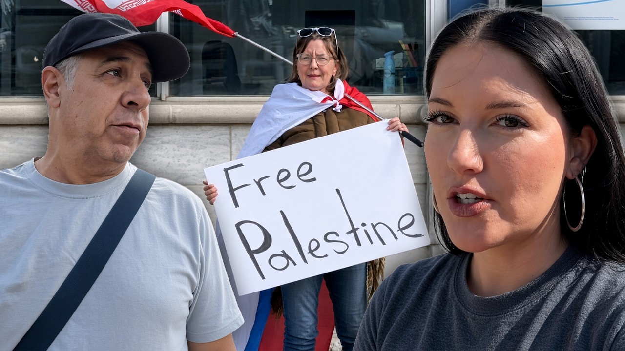Anti-Israel protesters try to intimidate peaceful Jewish residents...
