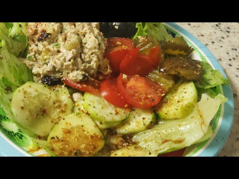 Loaded Chicken Salad on a bed of Veggies & Fruit!