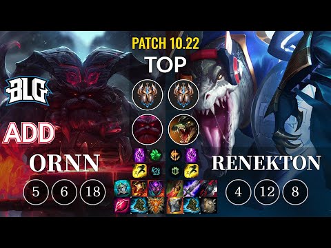 BLG ADD Ornn vs Renekton Top - KR Patch 10.22