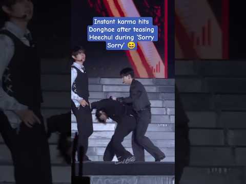 Instant karma hits Donghae after teasing Heechul during ‘Sorry Sorry’ 😆