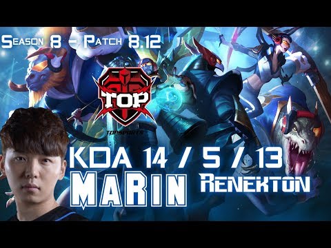 TOP MaRin RENEKTON vs TAHM KENCH Top - Patch 8.12 KR Ranked