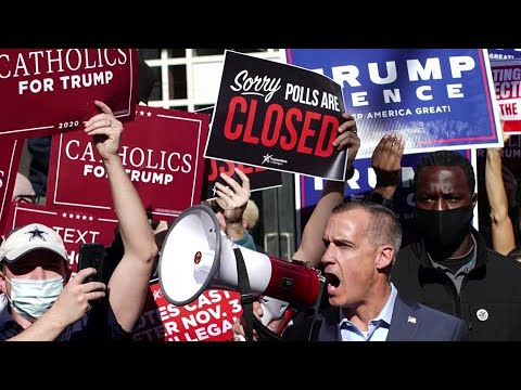 特朗普、拜登支持者在全美各地舉行抗議活動，計票結果涓滴不漏。 (Trump, Biden supporters stage protests across U.S., as vote tally trickles in)