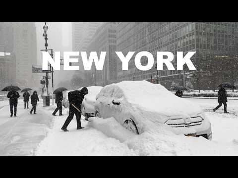 5 Hours Of NYC Snow Walk 4K Biggest Snowstorm in New York City Virtual NYC Snow Walk in Manhattan