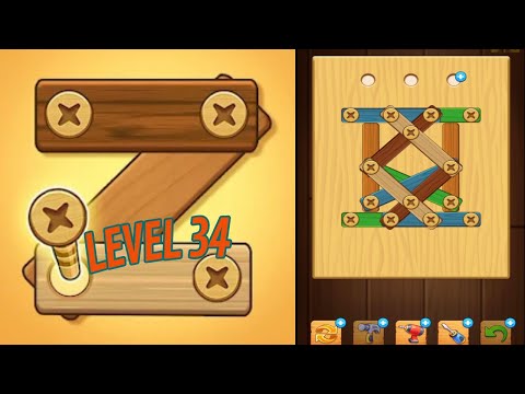 🏅 SCREW PUZZLE: Wood Nut & Bolt 🤪 Level 34 🧩 Gameplay Walkthrough
