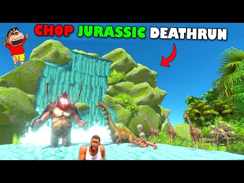 CHOP DEADLY JURASSIC FOREST DEATHRUN in Animal Revolt Battle Simulator with SHINCHAN and AMAAN-T GAM