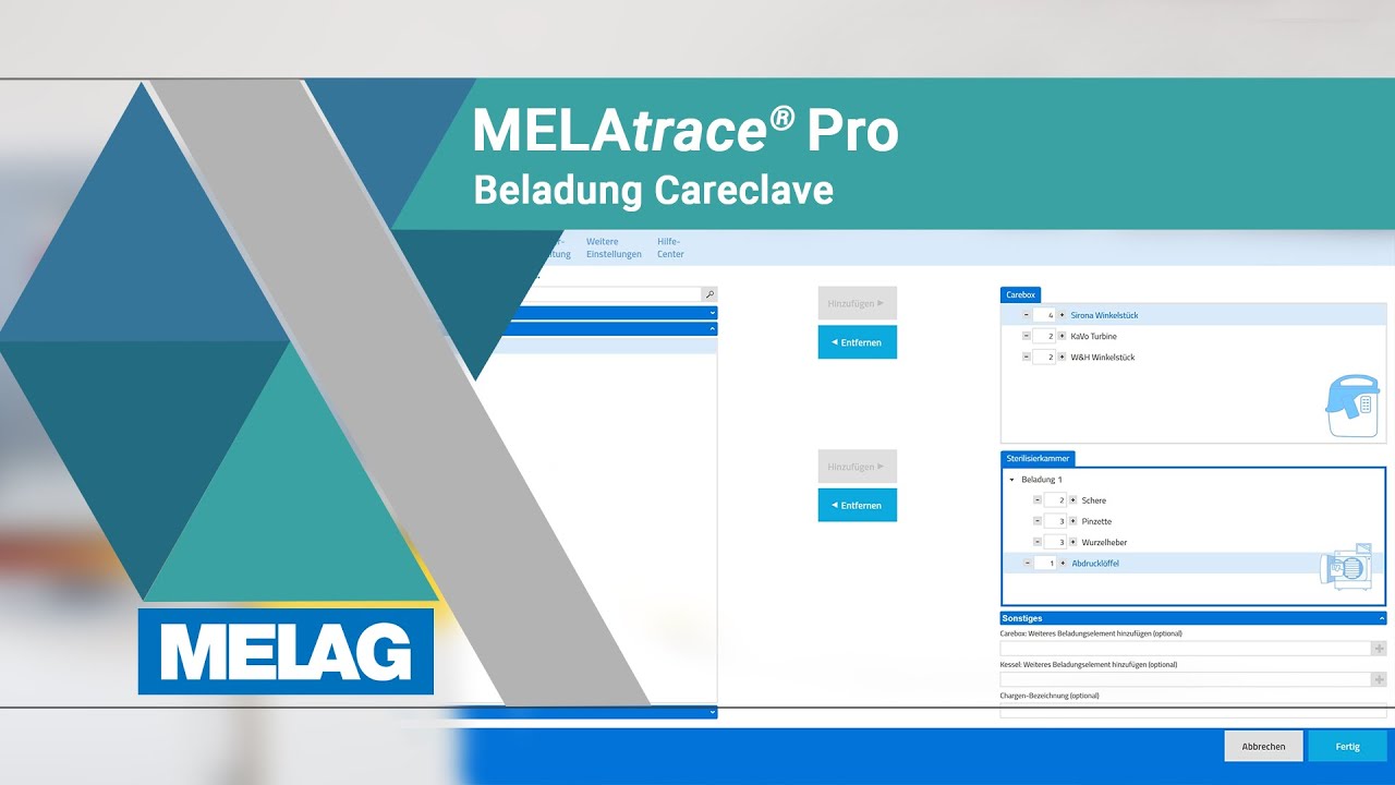 MELAtrace Pro Careclave Beladung
