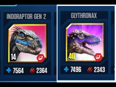 INDORAPTOR GEN2 VS GLYTHRONAX II Jurassic World The Game II Dinosaurs Game