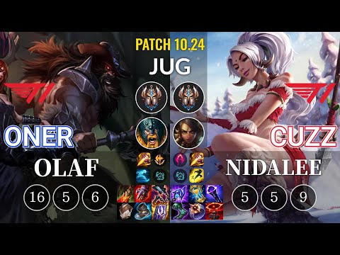 T1 Oner Olaf vs T1 Cuzz Nidalee Jungle - KR Patch 10.24