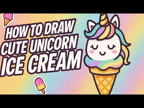 How To Draw Cute Unicorn Ice-Cream Drawing🦄🍦|Step-By-Step😍🌈|@Ateefa_arts_and_crafts.