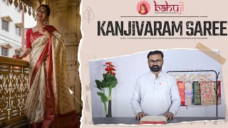 Birch Off-white and Red Zari Woven Kanjivaram Saree