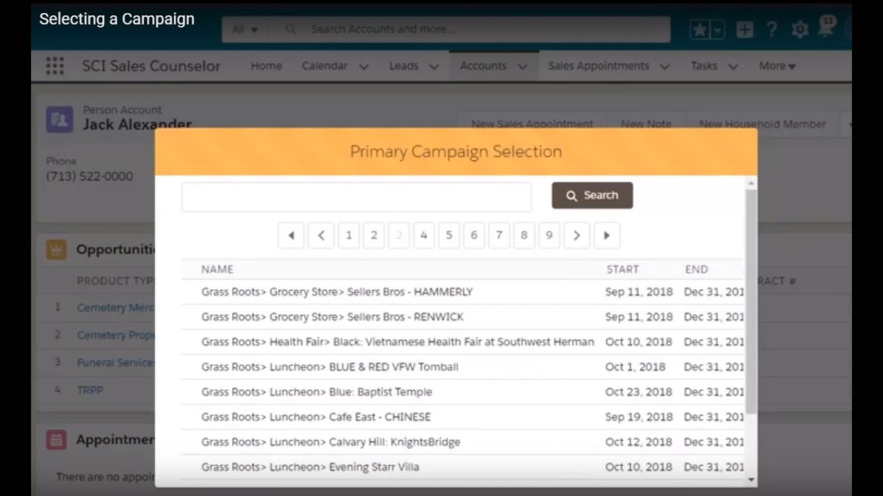 Selecting a Campaign