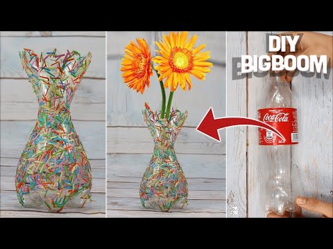 How to make flower vase with plastic bottle & Paper | Supper quicky & Easy | DBB