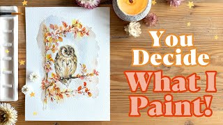 Paint With Me Owl & Autumn Leaves 🍁  Calm Watercolour Tutorial