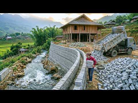 Talented Girl Builds A Strong Retaining Wall To Save Her House From Collapse | Rustic Build Life
