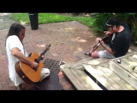 Guitarlos Rockriguez and Frankie Lombardi rockin' the porch