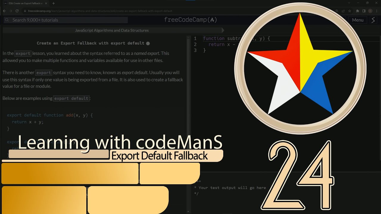 JavaScript ES6 24: Create an Export Fallback with Export Default | FreeCodeCamp