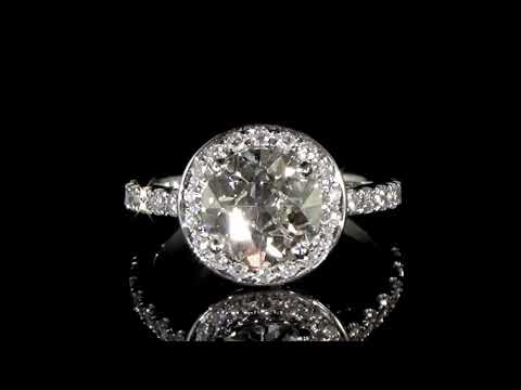 Lady's 18k White Gold 2.28ct Old European Cut Diamond Ring