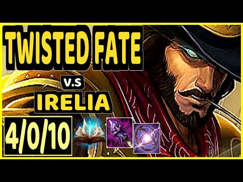 DOPA (APDO) (TWISTED FATE) vs IRELIA - 4/0/10 KDA MID CHALLENGER GAMEPLAY - KR