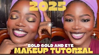 Gold & Black Eyeshadow Look: Step-by-Step Tutorial!”
