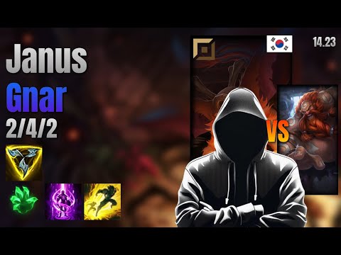 Janus Top Gnar vs Gragas lol KR solo rank Full Game 14.23