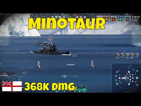 Minotaur British Cruiser | 368k Dmg, 3 Kills, Arms Race | World of Warships Replay