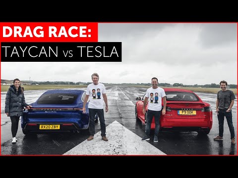2020 Porsche Taycan Turbo Vs Tesla Model S Drag Race