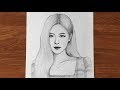 How to draw Rose blackpink || pencil sketch || Rose drawing || រៀនគូររូបរ៉ូស