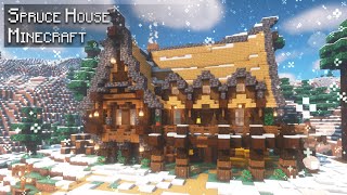 Minecraft 1.19: How to build a Big Spruce House | Tutorial