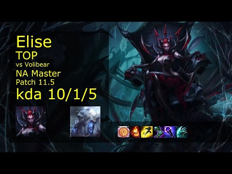 Elise Top vs Volibear - NA Master 10/1/5 Patch 11.5 Gameplay