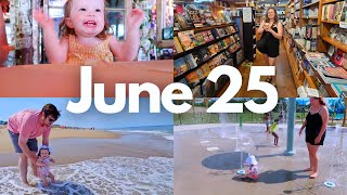 JUNE 25 VLOG | splash pad, coffee shop, bookstore, biscuits, crumbl cookies, pool, ocean + dinner