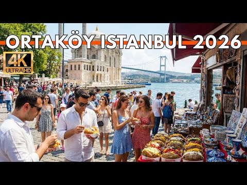 ISTANBUL TURKEY 2026 4K WALKING TOUR | Ortaköy Kumpir Street, Souvenir Market & Bosphorus View