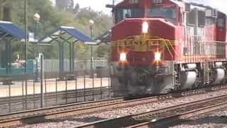 preview picture of video 'Short Freight Train Running Through Riverside-Downtown Station'