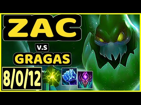 ZAC vs GRAGAS - 8/0/12 KDA JUNGLE GAMEPLAY - EUW Ranked MASTER