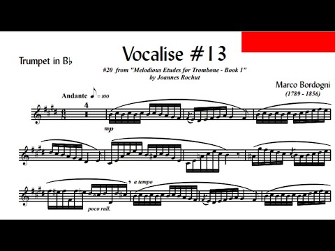 🎺🎺 [TRUMPET VOCALISE ETUDE] Marcos Bordogni Vocalise for Trumpet #13 (Demo Solo and play-along)