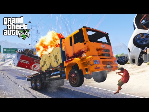 GTA 5 RUTHLESS BRICKADE TRUCK CRASHES COMPILATIONS - DESTRUCTION
