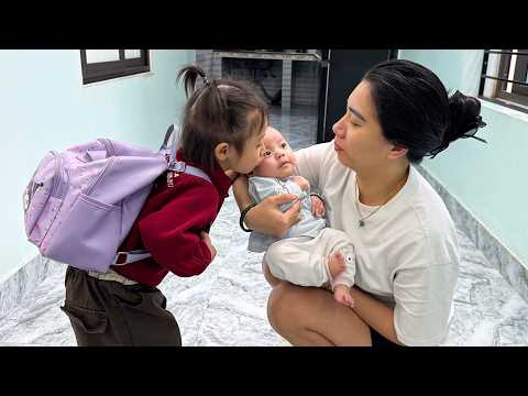 Diem affectionately kissed baby Kim goodbye before going to school