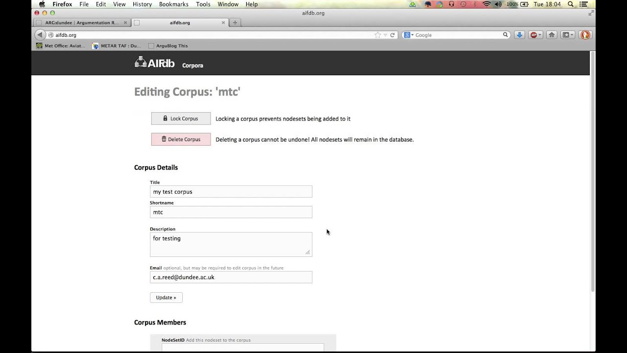 Argument corpus management tools