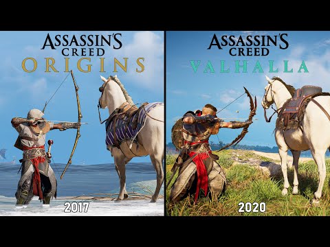 Assassin's Creed Origins vs Valhalla - Physics and Details Comparison