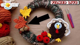 Maple Leaves & Acorns - Thanksgiving Wreath PART 3 LIVE Crochet CAL - Oct. 9, 2024