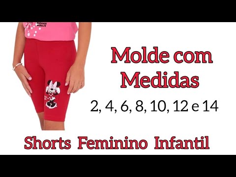 Como fazer molde shorts infantil feminino Shorts de malha sem costura lateral