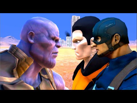 Captain america & Colossus vs Thanos