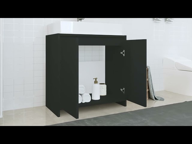Video Teaser für 802643 vidaXL Bathroom Cabinet Black 60x33x61 cm Engineered Wood