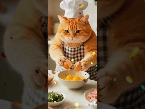 cat cooking chicken funny 3d animation ai cartoon #viral #cat #pets #animation #trending #shorts #ai