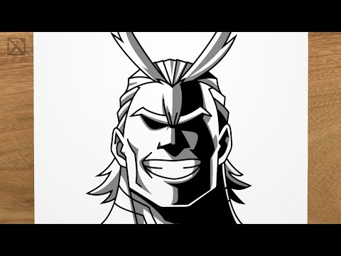 How to draw ALL MIGHT (My Hero Academia) step by step, EASY