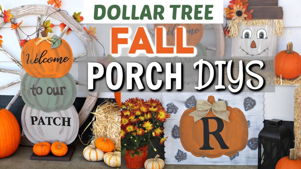 DIY DOLLAR TREE FALL PORCH DECOR | DIY FALL PORCH Dollar Tree | Krafts by Katelyn
