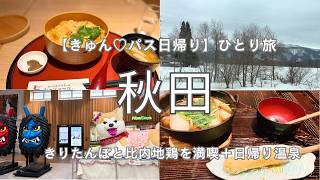 【秋田日帰りVlog】きりたんぽと比内地鶏｜温泉で癒しの冬旅｜きゅんパス