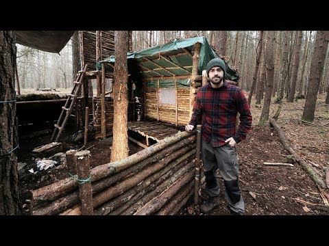Bushcraft Camp: Full Super Shelter Build from Start to Finish.