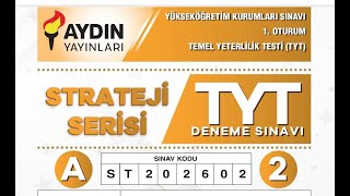 Aydın Yayınları Strateji Serisi TYT 2 + PDF + CEVAP ANAHTARI 