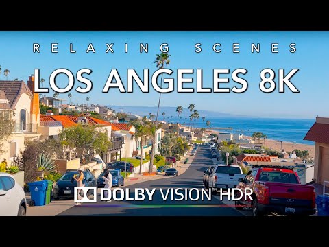 Driving Los Angeles Coastline 8K Dolby Vision HDR - Pacific Palisades to Huntington Beach